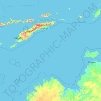 Topografische Karte Timorsee, Höhe, Relief