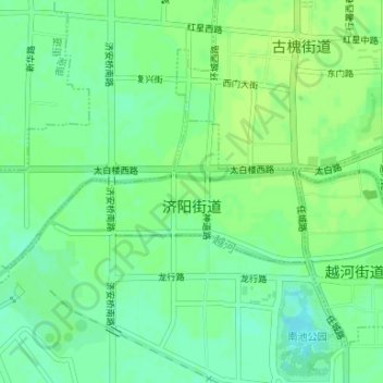 Topografische Karte Jiyang Subdistrict, Höhe, Relief