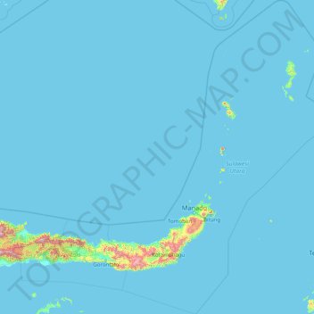 Topografische Karte Nord-Sulawesi, Höhe, Relief