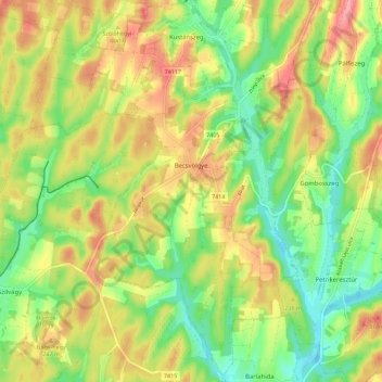 Topografische Karte Becsvölgye, Höhe, Relief