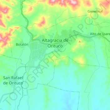 Topografische Karte Altagracia de Orituco, Höhe, Relief