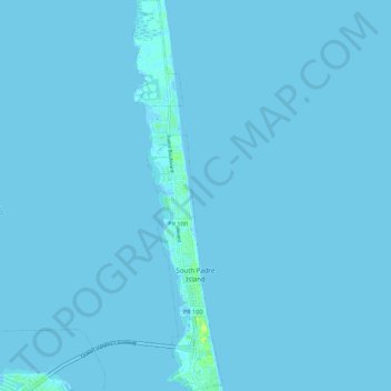 Topografische Karte South Padre Island, Höhe, Relief