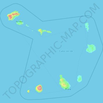 Topografische Karte Kap Verde, Höhe, Relief
