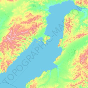 Topografische Karte Пенжинская губа, Höhe, Relief