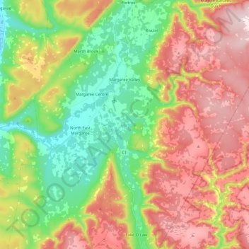 Topografische Karte Margaree Valley, Höhe, Relief