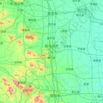 Topografische Karte 驻马店市, Höhe, Relief
