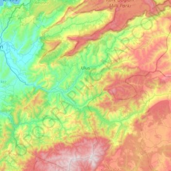Topografische Karte Ulus, Höhe, Relief