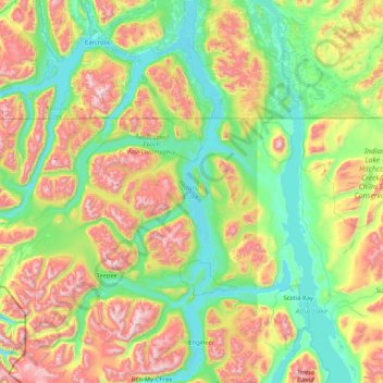 Topografische Karte Tagish Lake, Höhe, Relief