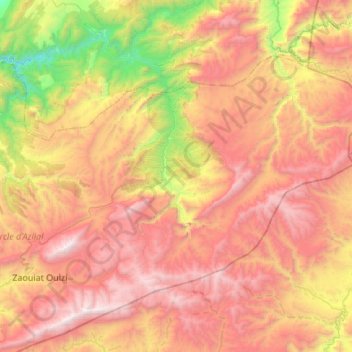 Topografische Karte Zaouiat Ahansal زاوية أحنصال, Höhe, Relief