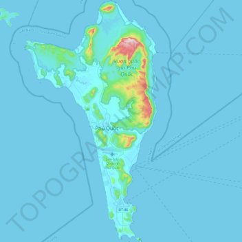 Topografische Karte Île de Phu Quoc, Höhe, Relief