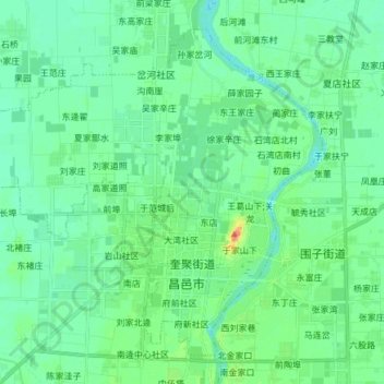 Topografische Karte 奎聚街道, Höhe, Relief