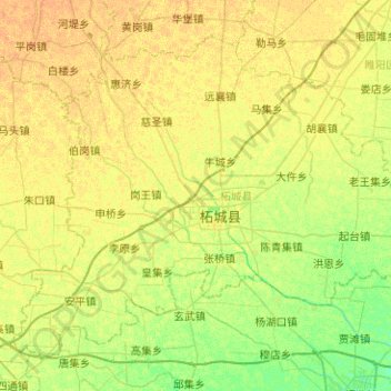 Topografische Karte 柘城县, Höhe, Relief