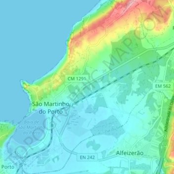 Topografische Karte São Martinho do Porto, Höhe, Relief