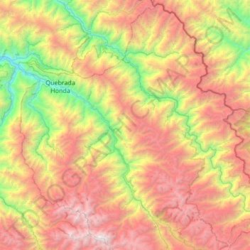 Topografische Karte Yanatile, Höhe, Relief
