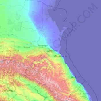Topografische Karte Dagestan, Höhe, Relief