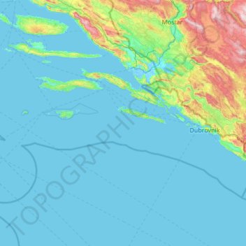 Topografische Karte Comitat de Dubrovnik-Neretva, Höhe, Relief