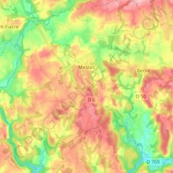 Topografische Karte Meslan, Höhe, Relief