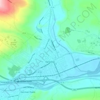 Topografische Karte Herkimer, Höhe, Relief
