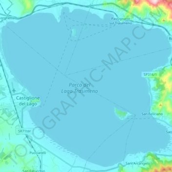 Topografische Karte Lago Trasimeno, Höhe, Relief