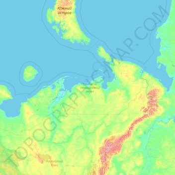 Topografische Karte Заполярный район, Höhe, Relief