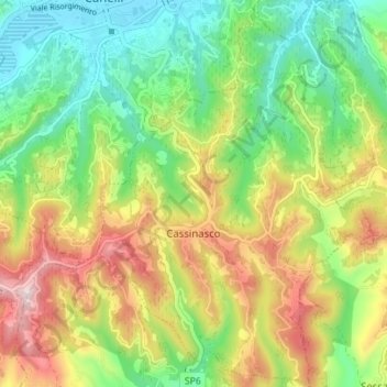 Topografische Karte Cassinasco, Höhe, Relief