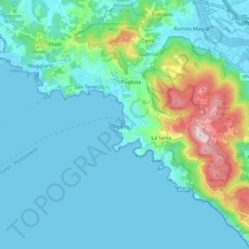 Topografische Karte Lerici, Höhe, Relief