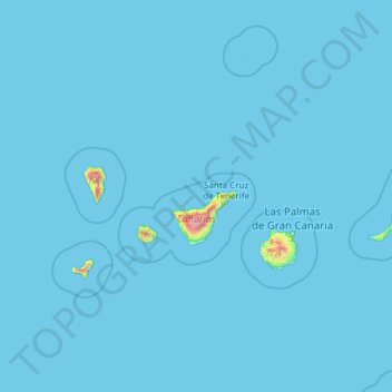Topografische Karte Kanarische Inseln, Höhe, Relief