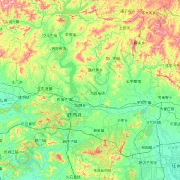 Topografische Karte Qianxi County, Höhe, Relief