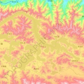 Topografische Karte Yamdrok Lake, Höhe, Relief