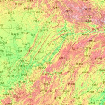 Topografische Karte 重庆市, Höhe, Relief