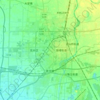 Topografische Karte 新兖镇, Höhe, Relief