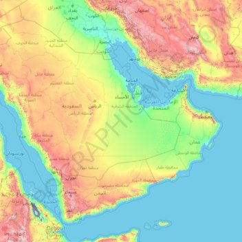 Topografische Karte Arabian Peninsula, Höhe, Relief