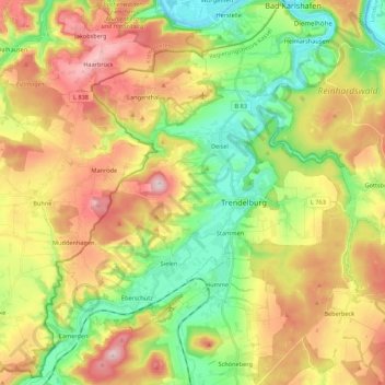 Topografische Karte Trendelburg, Höhe, Relief
