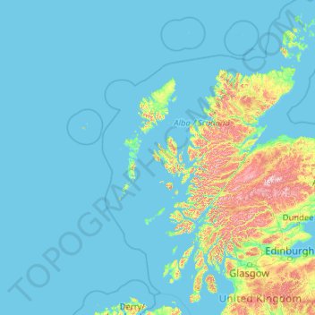 Topografische Karte Hebrides, Höhe, Relief