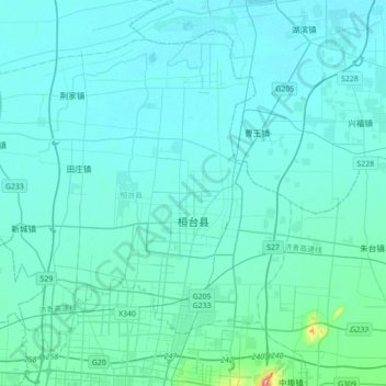 Topografische Karte 桓台县, Höhe, Relief