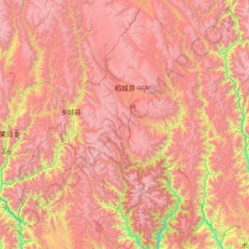 Topografische Karte Daocheng County, Höhe, Relief