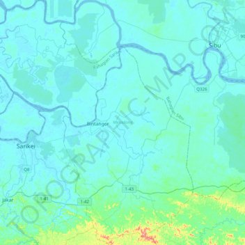 Topografische Karte Meradong, Höhe, Relief