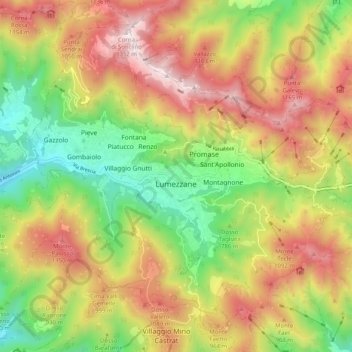 Topografische Karte Lumezzane, Höhe, Relief