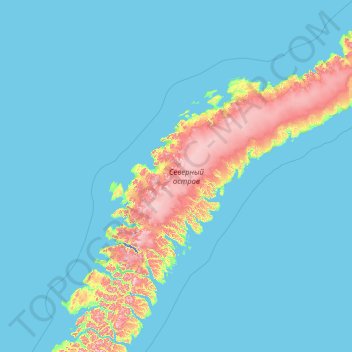 Topografische Karte Severny Island, Höhe, Relief
