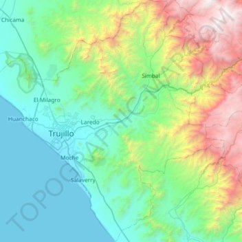 Topografische Karte Trujillo, Höhe, Relief