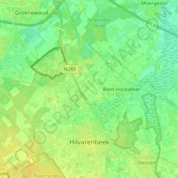 Topografische Karte Hilvarenbeek, Höhe, Relief