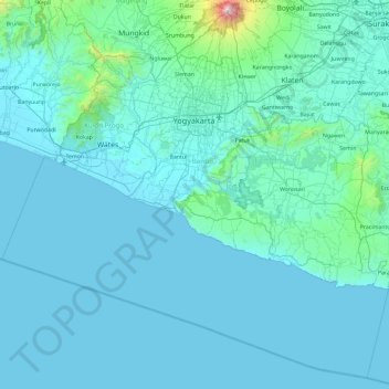 Topografische Karte Sonderregion Yogyakarta, Höhe, Relief