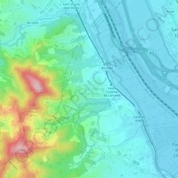 Topografische Karte Santa Coloma de Cervelló, Höhe, Relief
