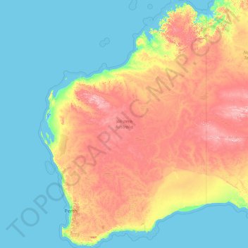 Topografische Karte Westaustralien, Höhe, Relief