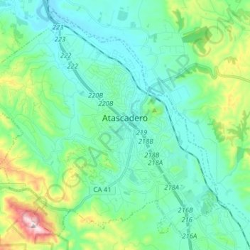 Topografische Karte Atascadero, Höhe, Relief