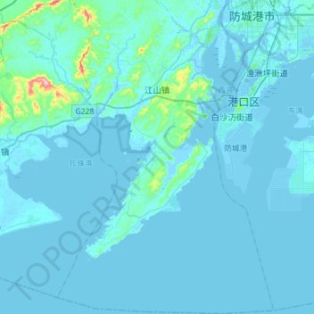 Topografische Karte Jiangshan Township, Höhe, Relief