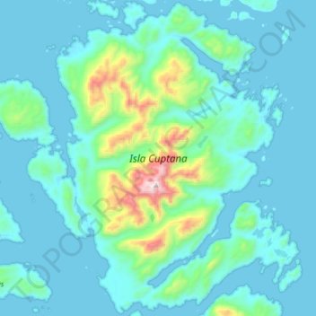 Topografische Karte Isla Cuptana, Höhe, Relief