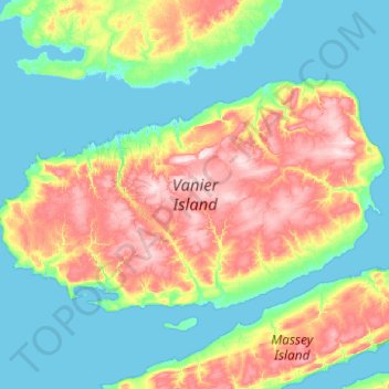 Topografische Karte Vanier Island, Höhe, Relief