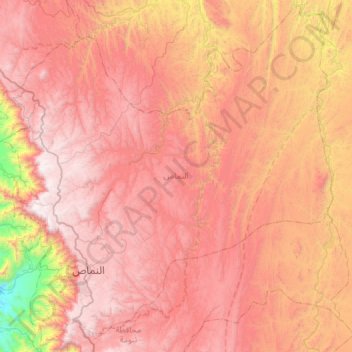 Topografische Karte An Nimas, Höhe, Relief