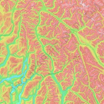 Topografische Karte Area B (Shelter Bay/Mica Creek), Höhe, Relief